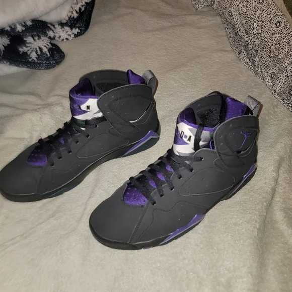 Jordan Black and Purple High-Top Sneakers with Jumpman Logo - Picture 1 of 4